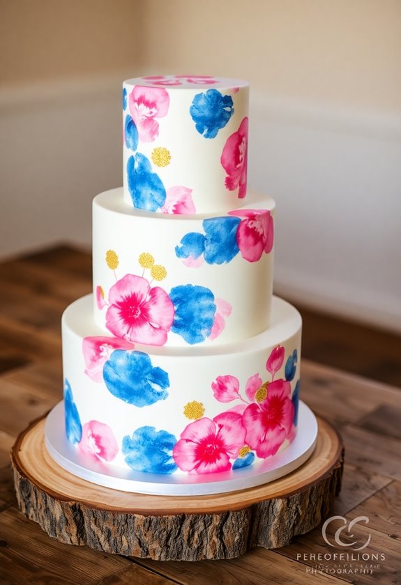 artistic watercolor wedding cakes