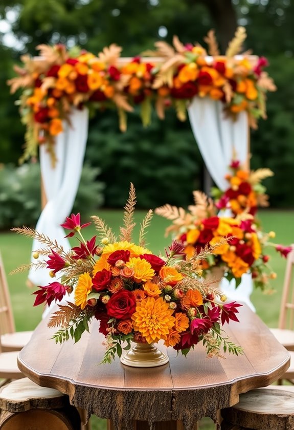 autumn outdoor wedding flowers