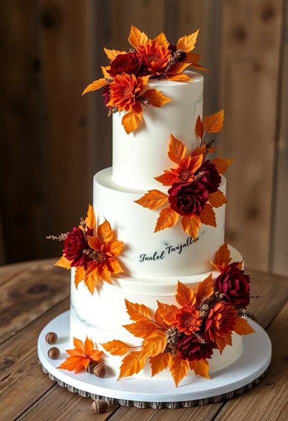autumn themed wedding cake designs