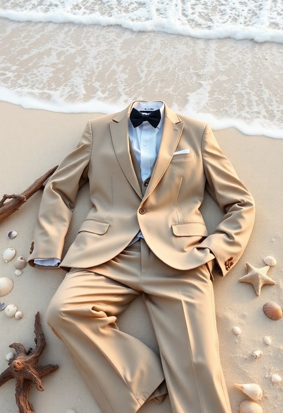 beach wedding khaki outfit