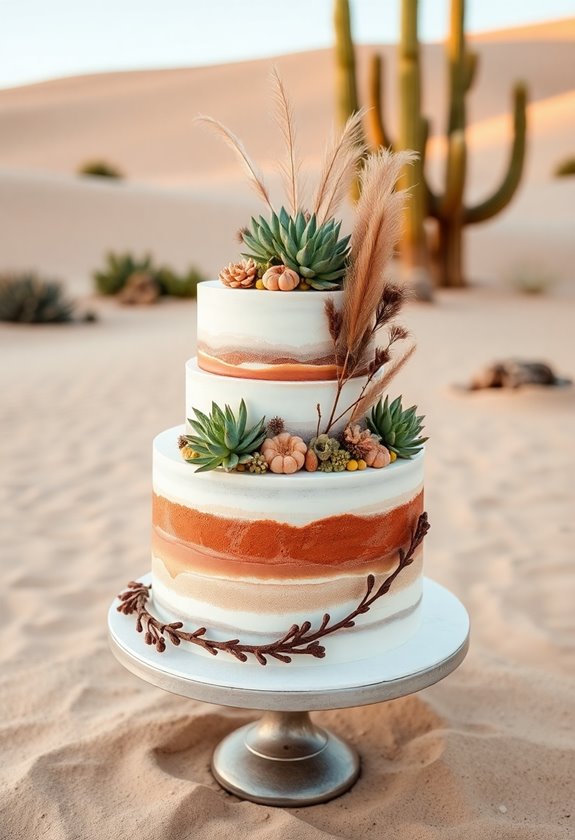 bohemian desert wedding cake
