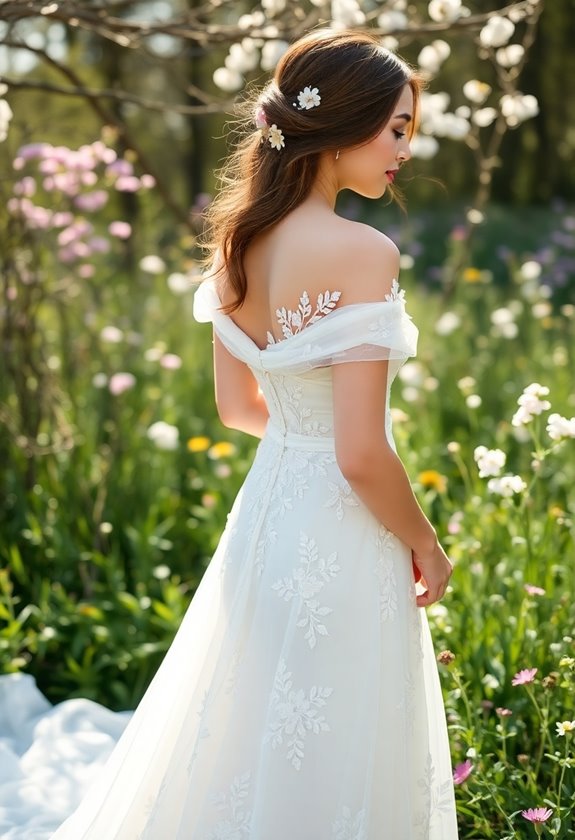 bohemian floral off the shoulder gown