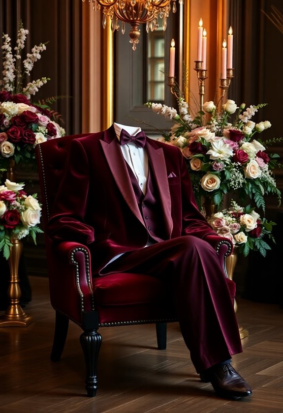 bold burgundy wedding tuxedos