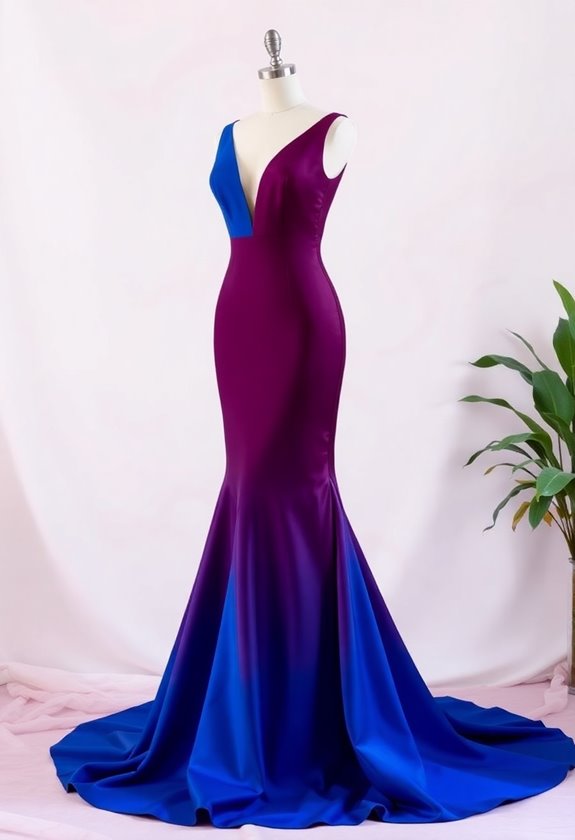 bold color blocked mermaid dress