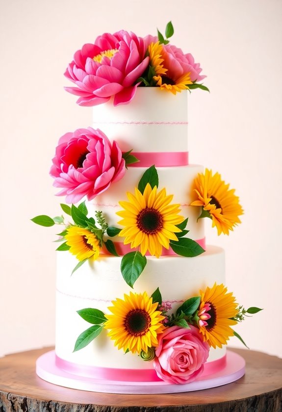 bold floral wedding cakes