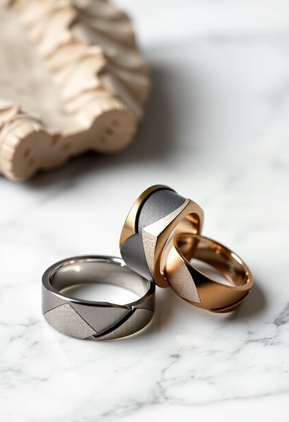 bold geometric wedding rings