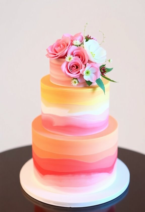 bold ombre wedding cake