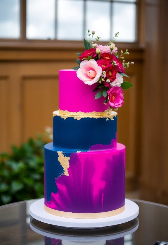 bold two tone wedding cakes