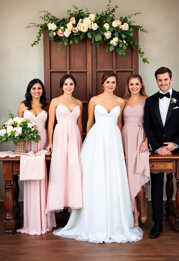bridesmaid and tuxedo combinations