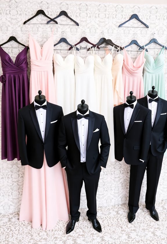 bridesmaid and tuxedo coordination