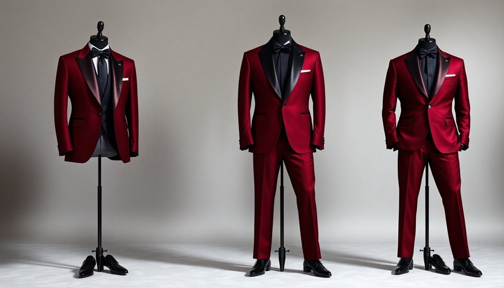 burgundy tuxedos for formal wear