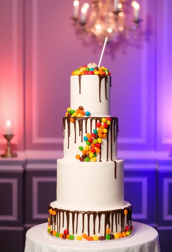 candy themed wedding cake designs
