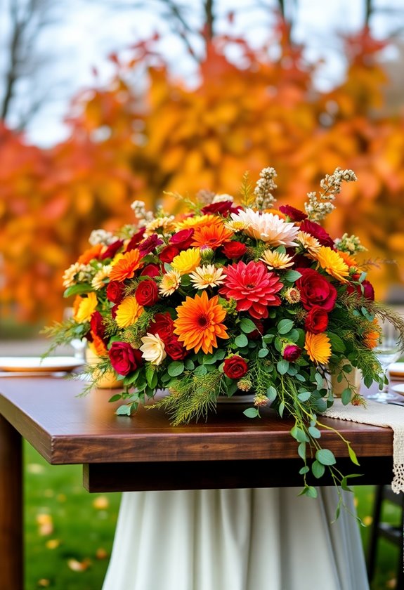 charming pumpkin and floral decorations