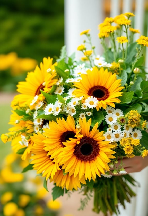 cheerful sunflowers for weddings