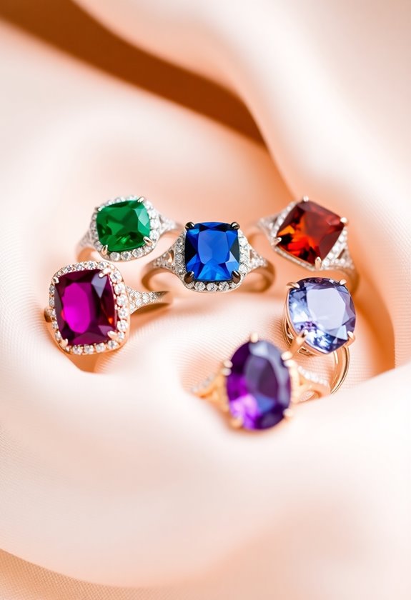 colored stone wedding rings