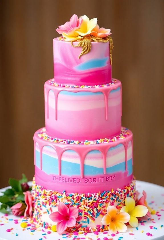 colorful candy coated wedding cakes