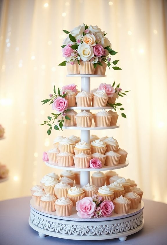 colorful cupcake tower display