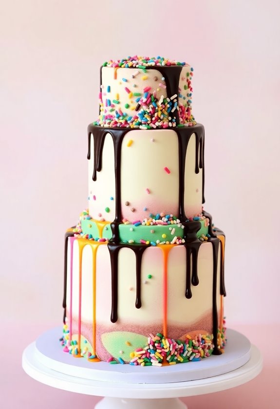 colorful playful drip cakes