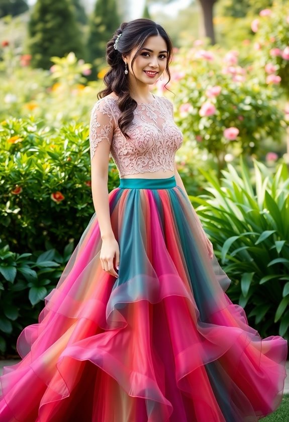 colorful two piece wedding outfits