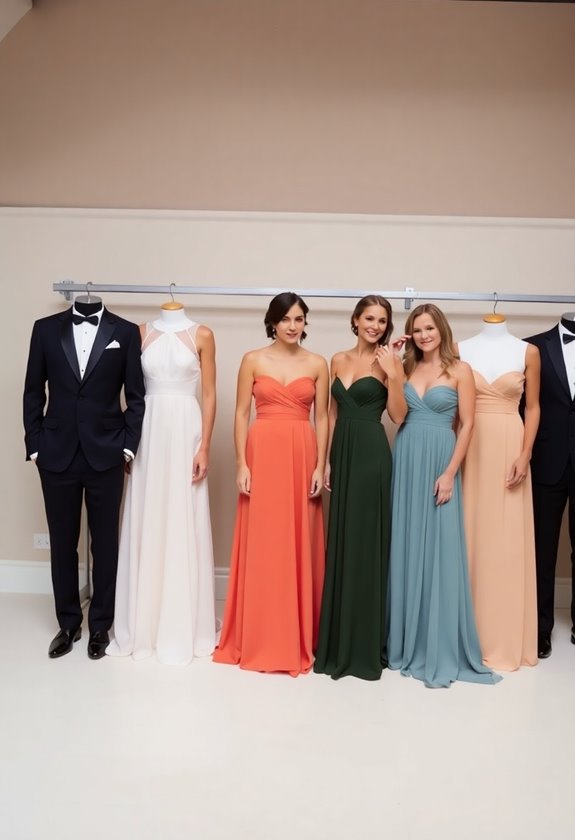 coordinated wedding attire harmony