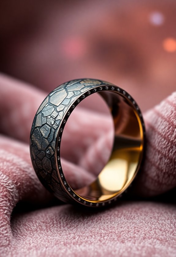 cosmic meteorite wedding rings