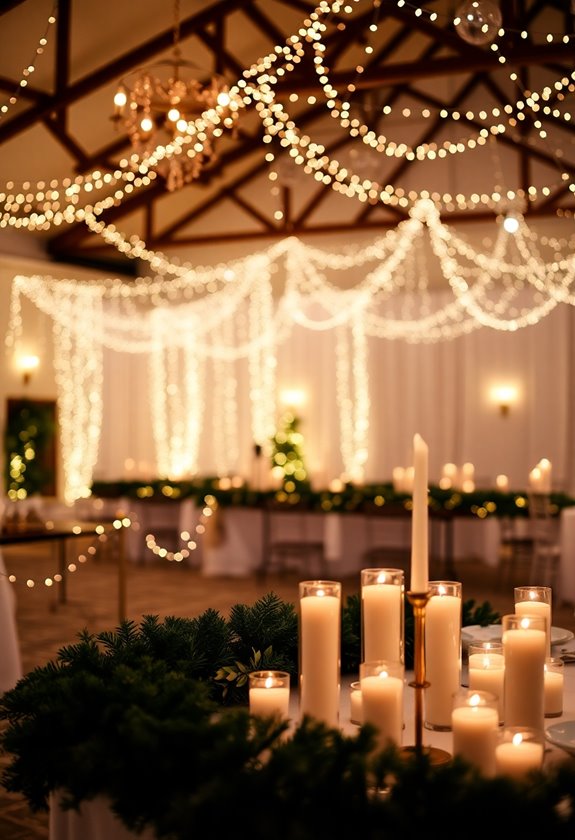 cozy winter wedding lighting