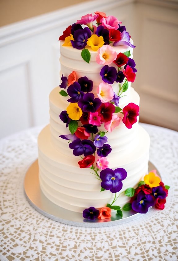 edible flowers enhance wedding cakes