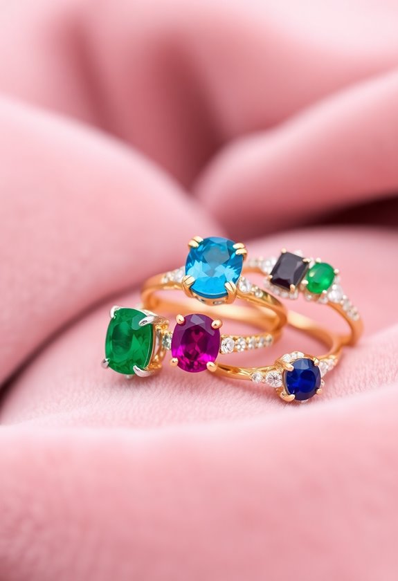 elegant colorful gemstone rings
