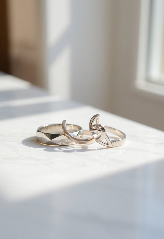 elegant geometric silver rings