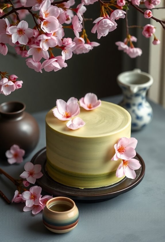 elegant matcha wedding cake