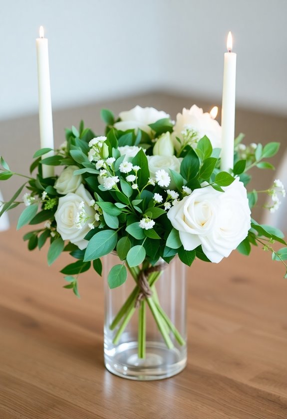 elegant minimalist greenery centerpieces