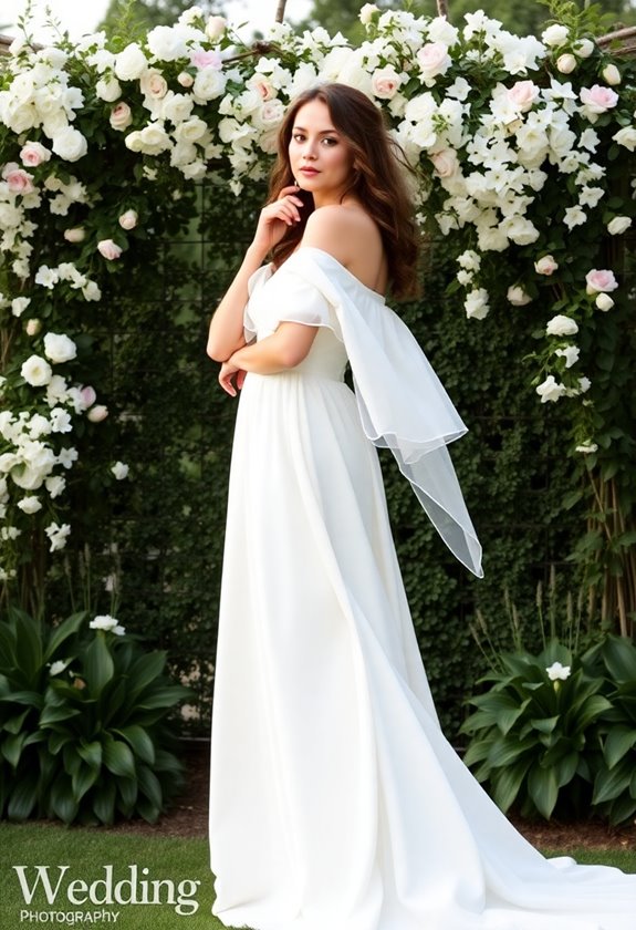 elegant off the shoulder gown