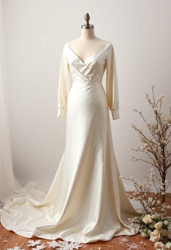 elegant satin long sleeve dresses