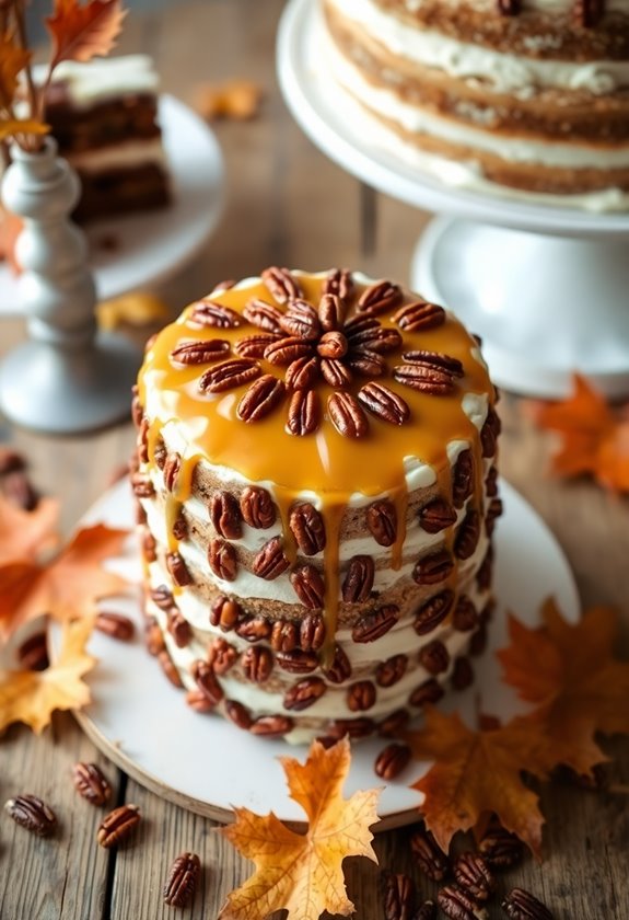 fall inspired maple pecan cake