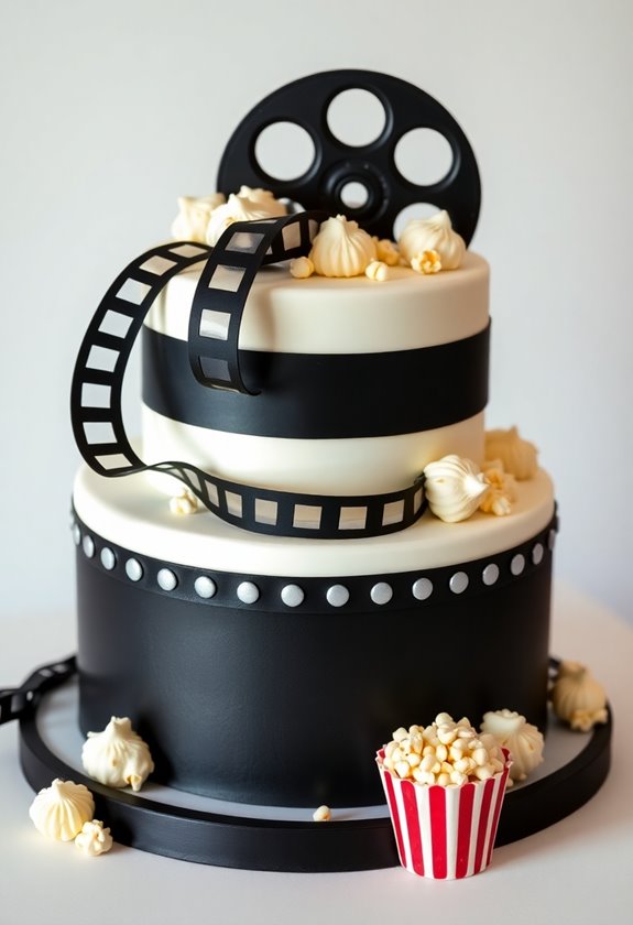 film themed wedding cake design