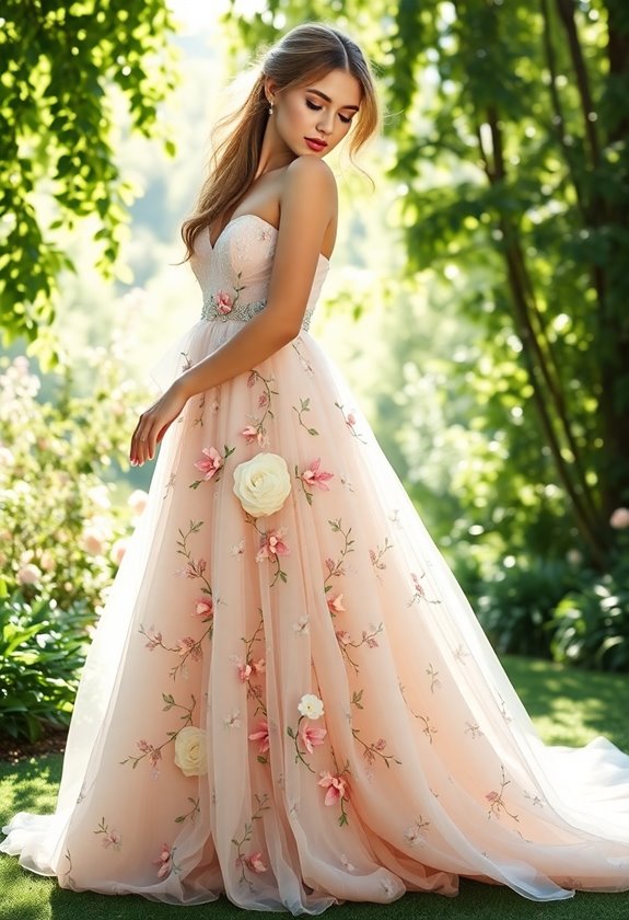 flattering romantic floral gown