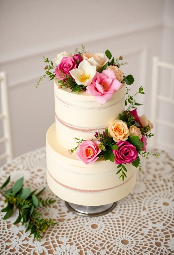 fresh floral cake presentation