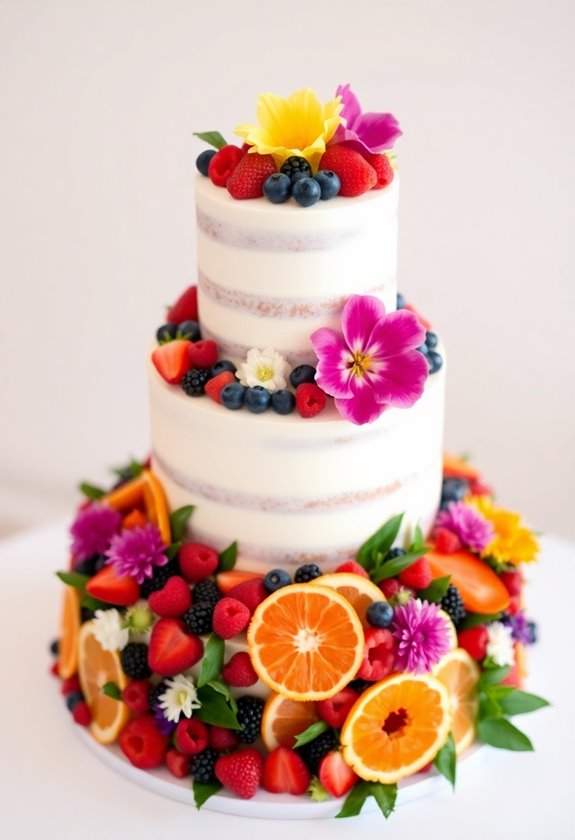 fresh fruits enhance wedding cakes