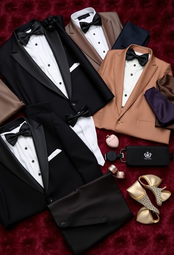 groom and groomsmen tuxedo coordination