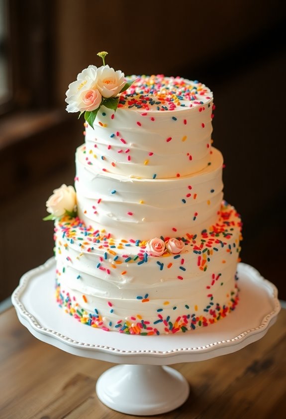 joyful funfetti wedding cake