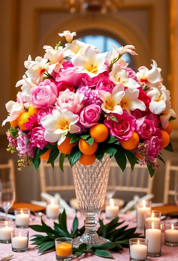 luxe floral and fruit arrangements