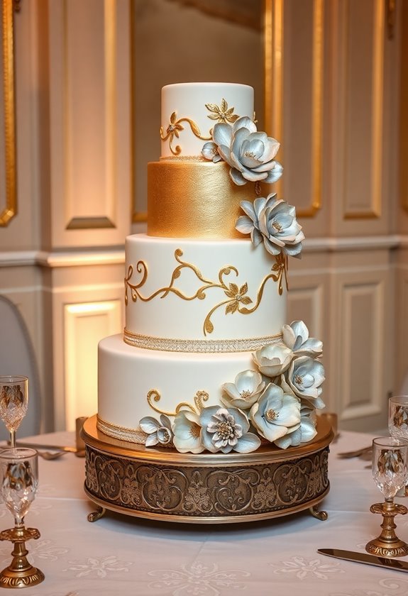 luxurious metallic cake accents