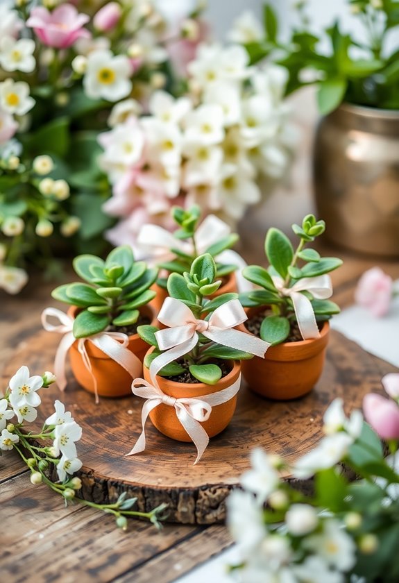 miniature potted plant favors