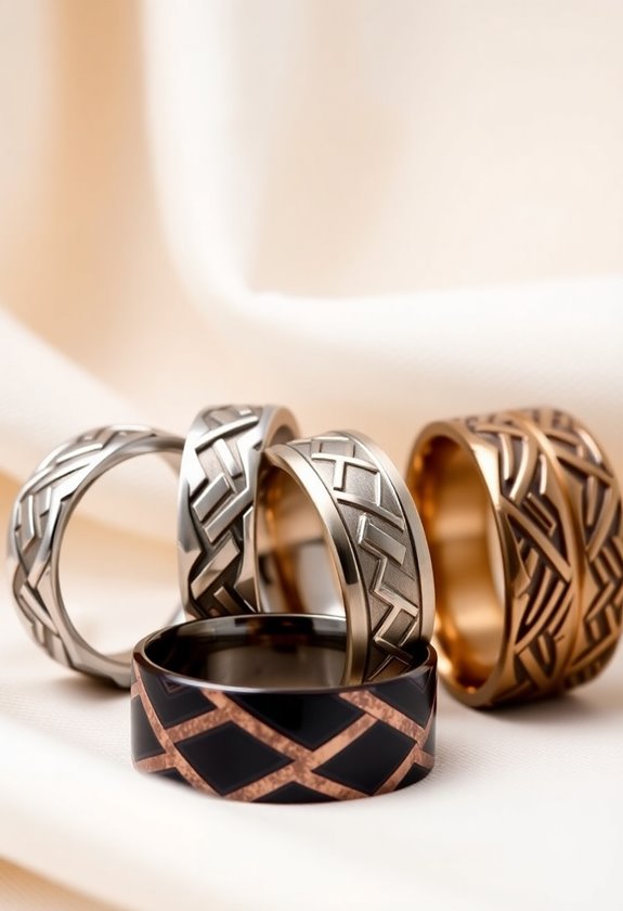 modern geometric wedding bands