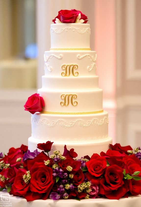 monogrammed wedding cake design
