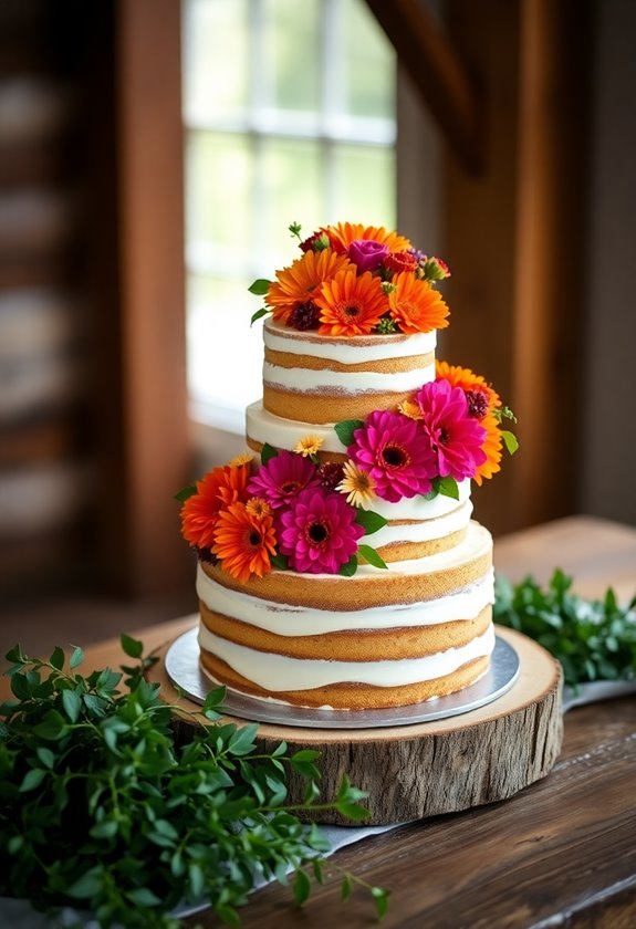 naked cakes with flowers