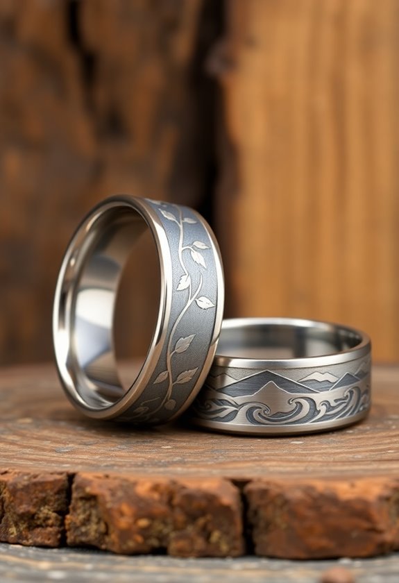 nature inspired wedding band engravings