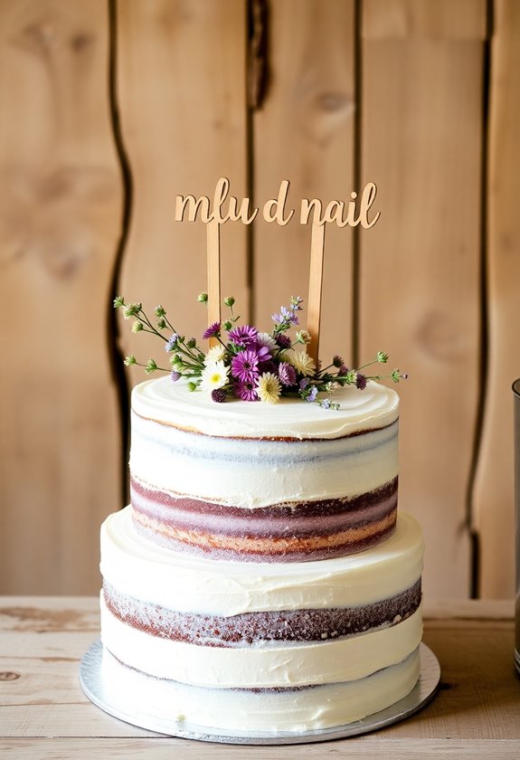 personalized rustic wedding cake