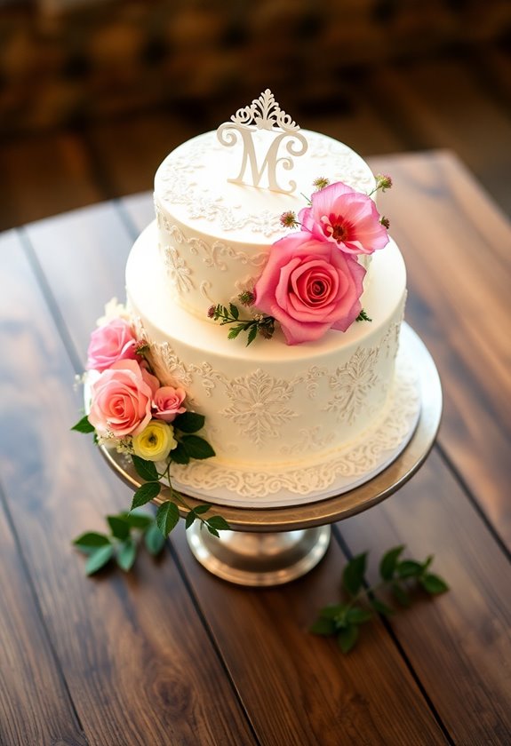 personalized vintage lace cake