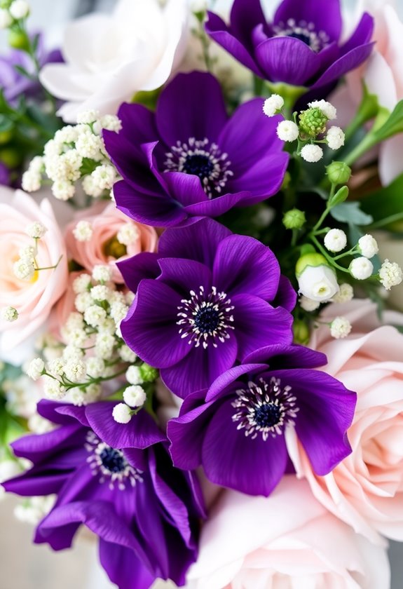 playful anemone wedding bouquets